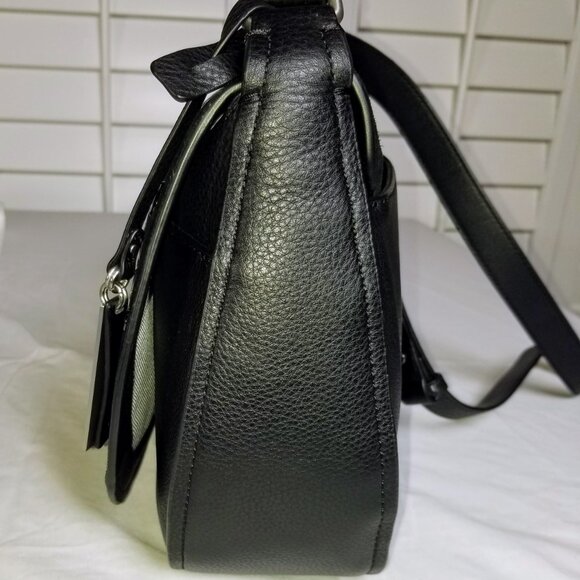 Vince Camuto Chip Black Leather & Suede Grommet-Embellished Crossbody Bag